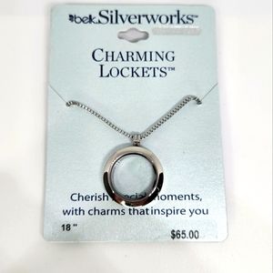 New Belk Round Stainless Steel Floating Charm Glass Memory Locket Necklace